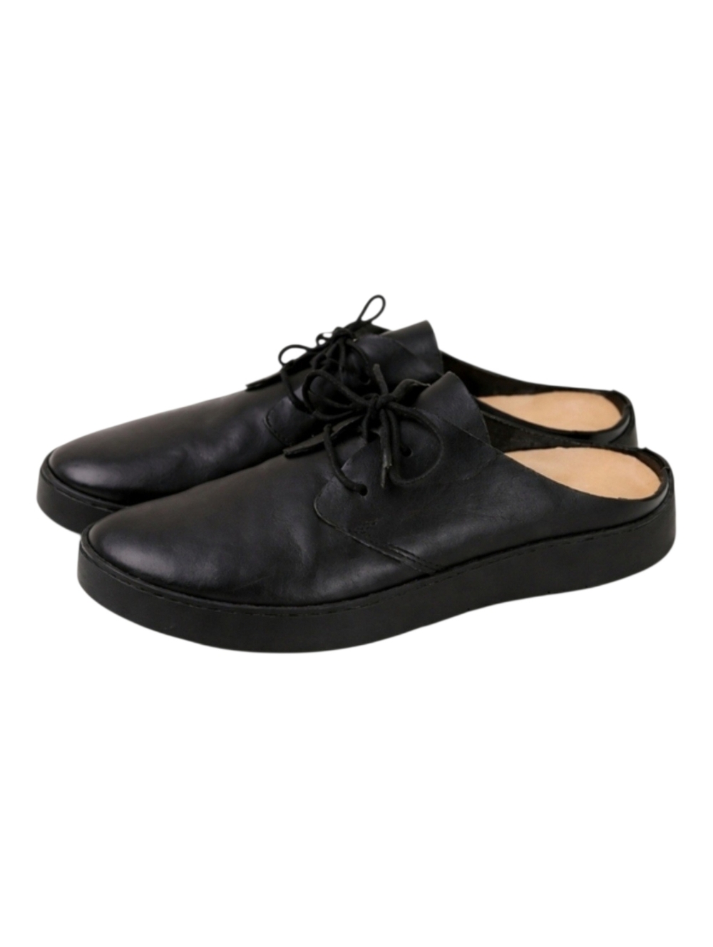 Trippen Nami f black leather mule in soft black leather Minimalist artisan shoes